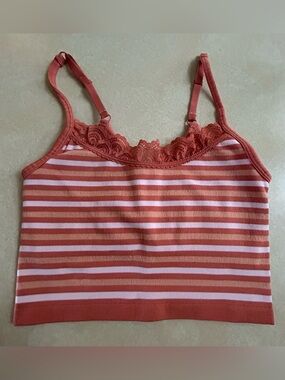 Aerie Seamless Stripe Crop Cami Bra Top Size Small